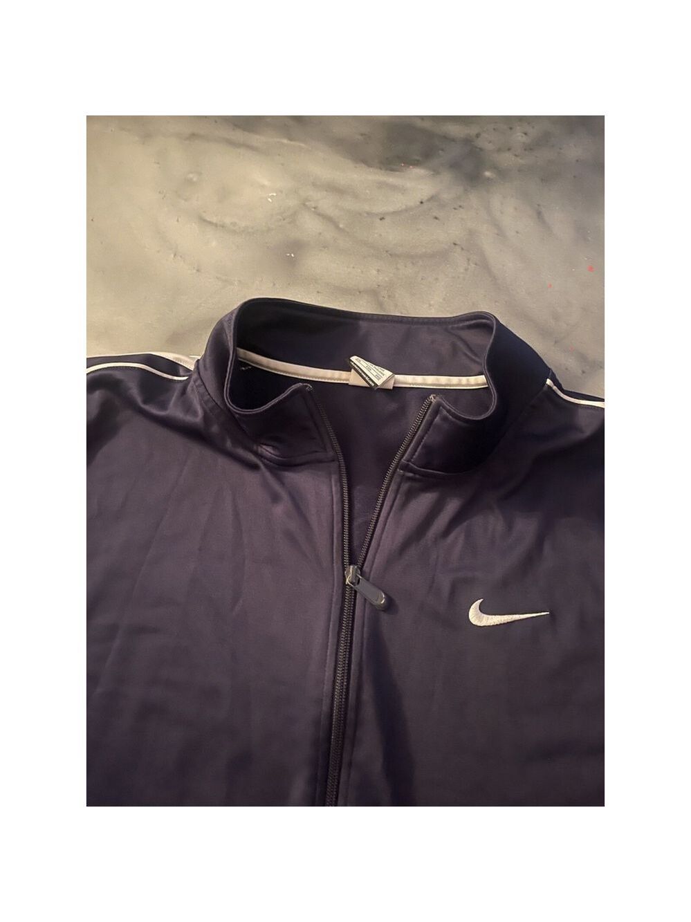 Nike Mens Large Blue Long Sleeve Striped Full Zip Track Suit Jacket Activewear
